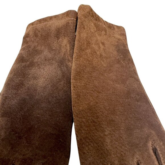 GRANDOE Brown Suede Gloves Womens Medium Genuine Leather - Picture 10 of 11